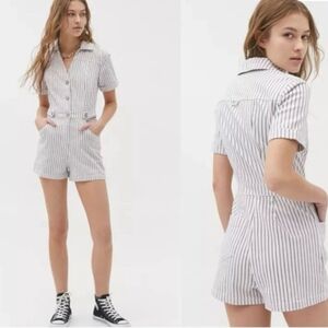 BDG Striped Romper in White And Pink